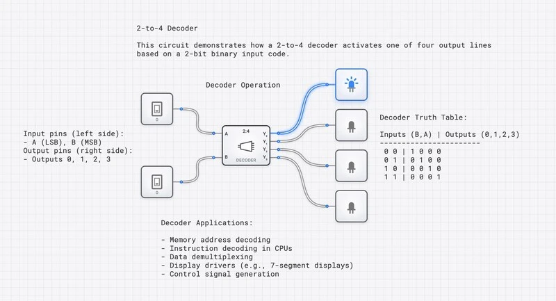 Template: 2-to-4 Decoder circuit diagram