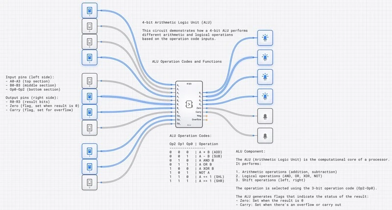4-Bit ALU Demonstration circuit diagram