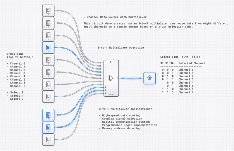 8-to-1 Multiplexer circuit diagram