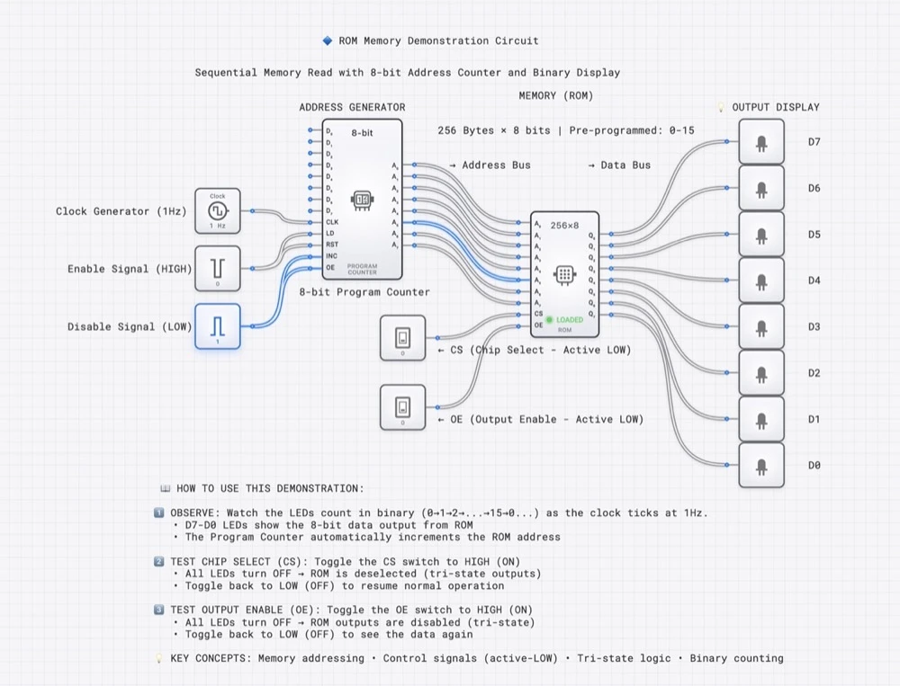ROM Memory Demonstration Circuit circuit diagram